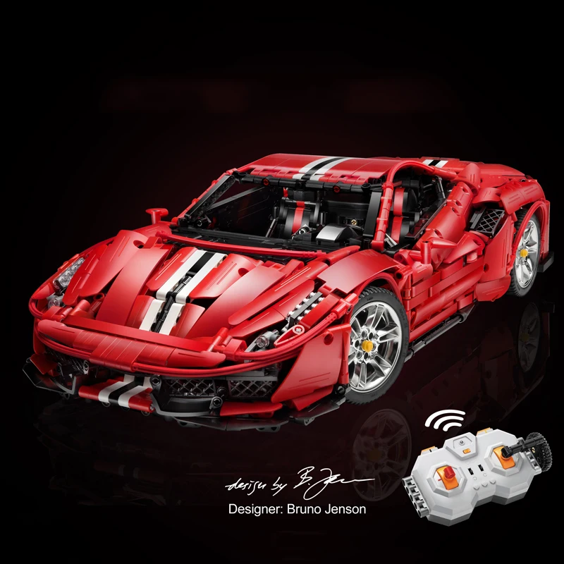 

1:8 Bricks Technic Moc DIY Building Blocks RC Cars Italian Super 488 Racing Car Model Master Series Remote Control Toys Boys