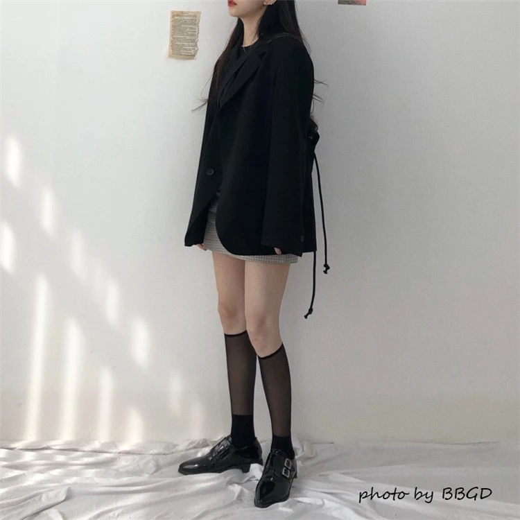Autumn Clothing Korean-style CHIC Retro Loose-Fit Long Sleeve Suit Jacket Versatile Casual Fashion Suit Women's Mid-length Tops