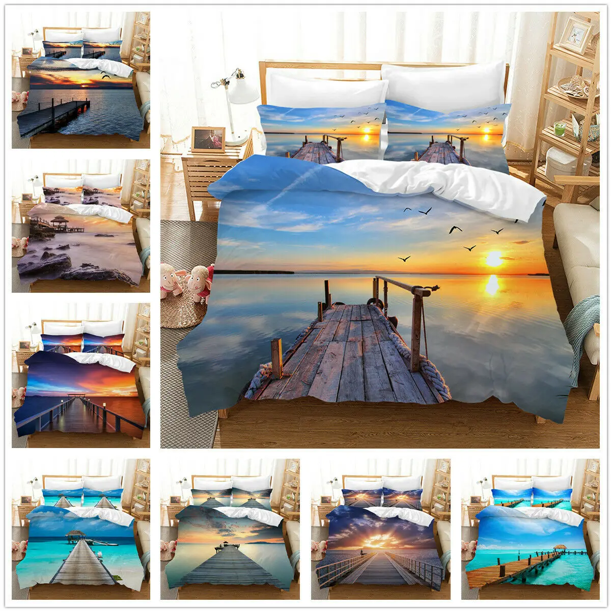 Sea Trestle Landscape Duvet Cover&ampPillowcase Printed Bedding Set 2/3 Pcs Double Full Queen King Size Quilt Cover Home Textiles | Дом и сад