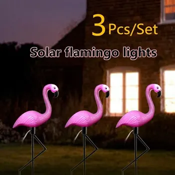 

3pcs/lot LED Solar Flamingo Stake Lights waterproof Solar Garden Lights For Outdoor Pathway Path Yard Decoration