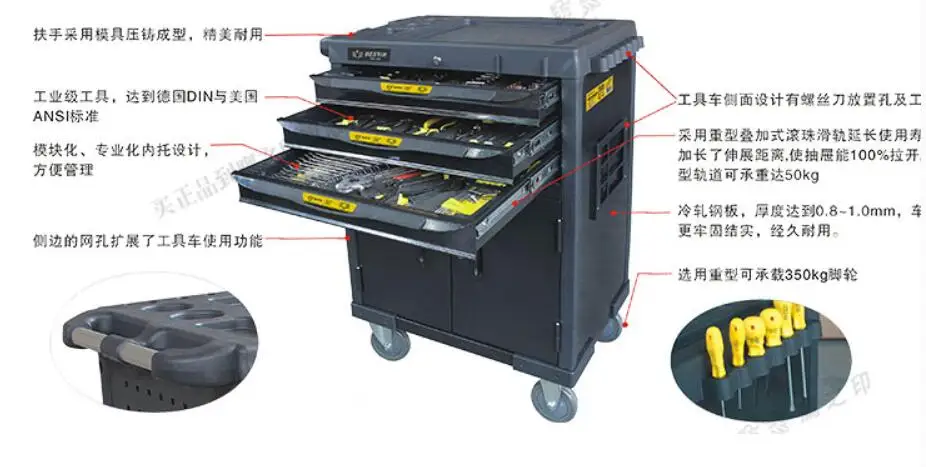 BESTIR производство Тайвань DIN 198 Краткие наборы инструментов для ремонта Многофункциональный ящик для инструментов аппаратное обеспечение тележка для инструмента № 98455