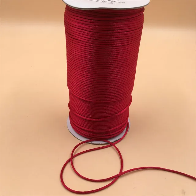 2MM  Chinese Knot Line Cord Silk Satin Nylon Cord 35colors for DIY String Necklace Bracelets 20meters Lot Red 700