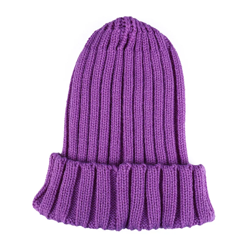 Осенне-зимняя женская шапка, шапки для девочек, вязаные шапочки, шапка, новая Толстая Женская шапка, подарки на открытом воздухе, чулки для лыжников, шапки - Цвет: Purple