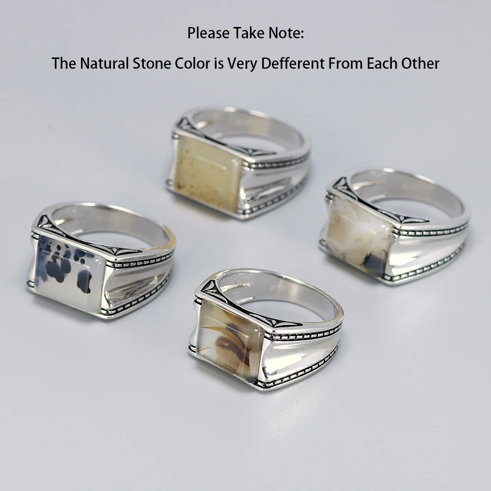Однотонное кольцо из серебра 925 пробы, Крутое винтажное мужское кольцо с натуральным камнем, цвет, турецкое мужское ювелирное изделие, Bague Argent