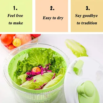 

Vegetable Salad Spinner Large Dryer Bowls with Pouring Spout Kitchen Tool J2Y