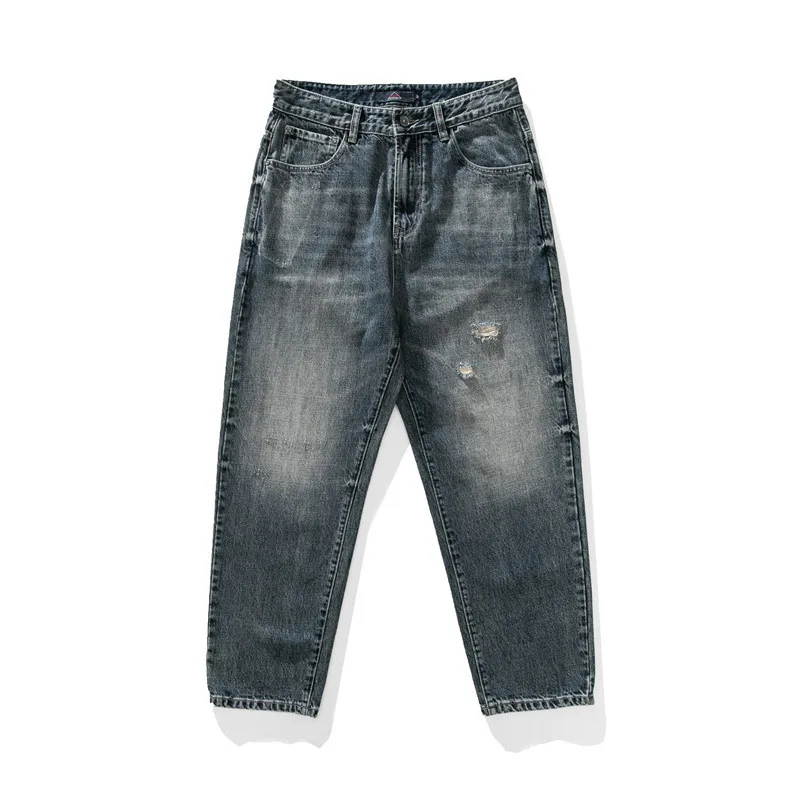 

Осенние прямые брюки 2023, Мужская модная брендовая одежда ins, мужские потертые джинсы