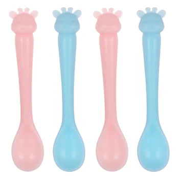 

4Pcs Baby Spoons Safe Nice Deer Shape Silicone Soft Spoon Newborn Tableware Infant Spoon Feeding Training Spoon