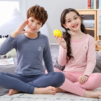 

Children's autumn clothes and trousers cotton comfortable round collar boys and girls youth warm underwear set