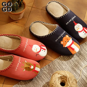 

[GOGD]high quality women slippers furry fluffy flat shoes household slippers thick fur home women slippers warm shoes