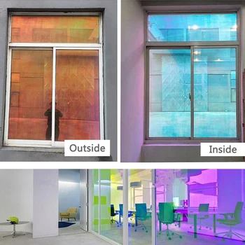 

50x200 Cm Rainbow One Way Mirror Window Film Vinyl Decorative Privacy Glass Tint Self-adhesive Reflective Solar Sticker for Home