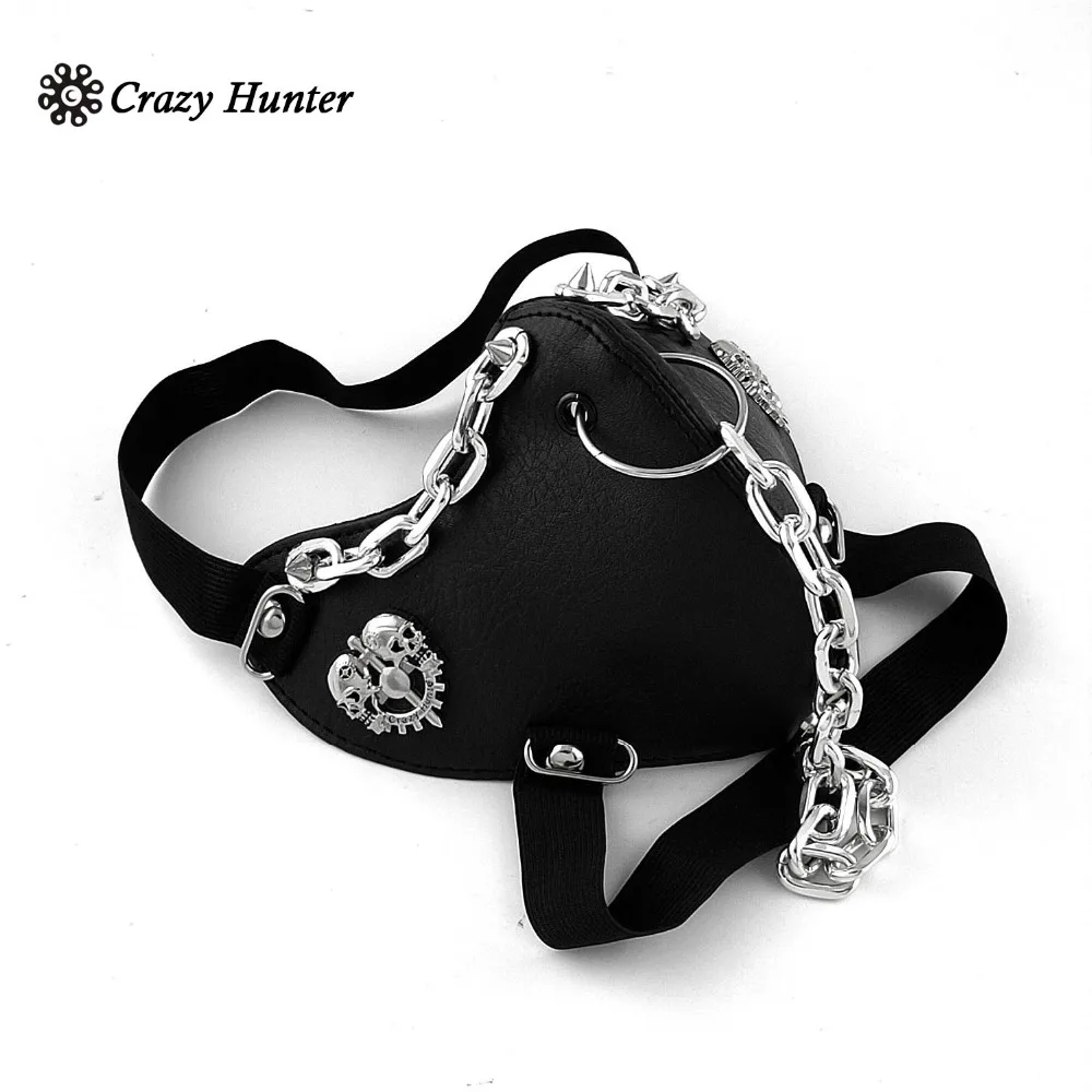 Punk Gothic Half Face Mask Cosplay Costume Masque With Chain