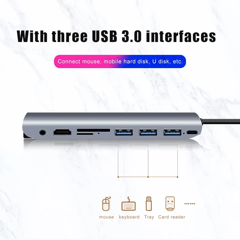 Многофункциональный USB-C к HDMI VGA хаб аудио адаптер для ПК компьютер Ноутбук TU-shop