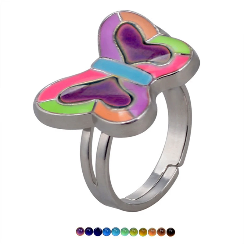 Lovers' Heart-Shaped Ring Color Change Mood Ring Adjustable Emotion Feeling Changeable Temperature 1PC Gift for Adjustable Rings Color Change Ring Finger Ring
