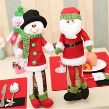 Веселая Рождественская крышка для бутылки с красным вином сумки Санта Клаус Рождественское украшение пятно полосатый Рождественский обеденный стол Декор подарок