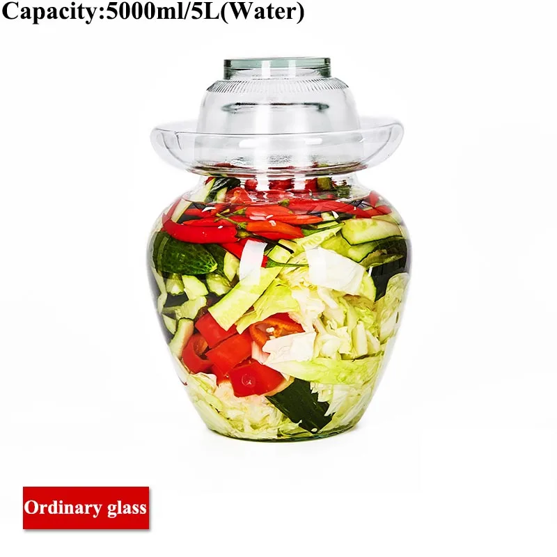 Ordinary (M) 5L Прозрачные стеклянные банки для солений, ночные пятна, маринованный овощ, капуста, герметичный контейнер, бытовые закрытые бутылки для хранения продуктов - Цвет: Ordinary (M) 5L
