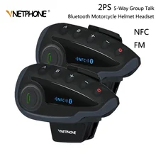 2 pçs vnetphone v8 sv intercomunicador sem controle remoto 5-way grupo falar bluetooth capacete da motocicleta fone de ouvido fm nfc 1.2km