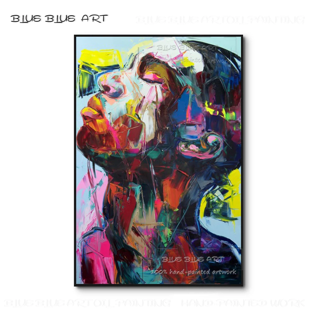

Excellent Hand-painted High Quality Modern Abstract Man Portrait Oil Painting on Canvas Palette Knife Acrylic Figure Painting