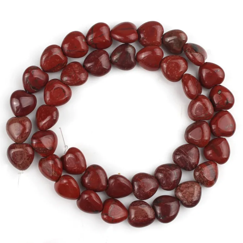 Red Jasper Сердце любовь натуральный камень 10X10 мм красная яшма розовый кварц авантюрин нефрит бусины для самостоятельного изготовления ювелирных изделий браслет ожерелье 15 дюймов - Цвет: Red Jasper