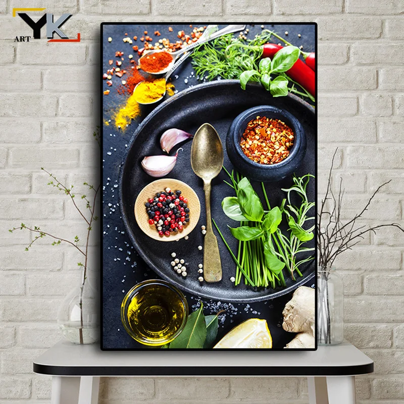 Современный декор для кухни картины смешанные травы и специи холст