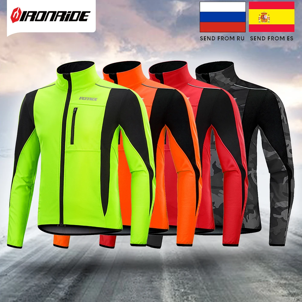 ! Ironride Winter Cycling Jacket For Men Women Fleece Thermal Reflective MTB Coat Bike Windproof Jacket Windbreaker