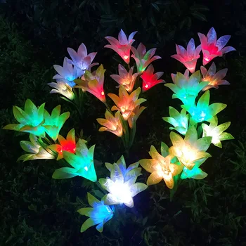 

Led Solar Light Outdoor Holiday Garden Accessories Landscape Wire Christmas Lily Flower Lights Park Villa Decorative Lamps