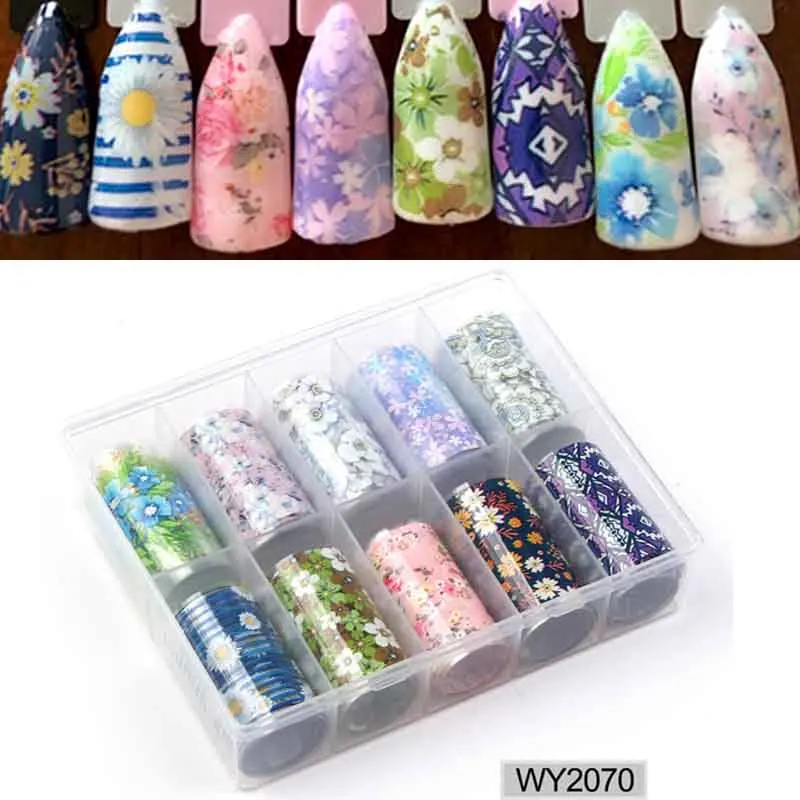 10 шт./кор. ногтей Фольга комплект клейкая Стикеры радуги и неба Пикантные