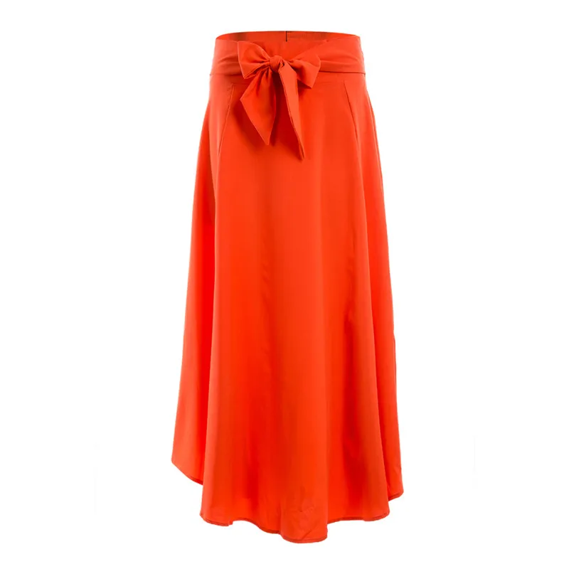 Fashion Women's Maxi Skirts Ladies Solid Bandage Pleated Long Skirts Party Cocktail High Waist Summer A Line Skirts With Pocket