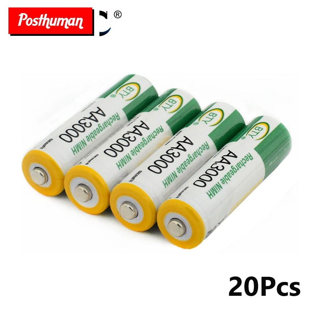 Postuman 20 шт AA 3000mAh 1 2 V Nimh аккумуляторная батарея LR6 HR6 MN1500 Ni MH 2A батареи для