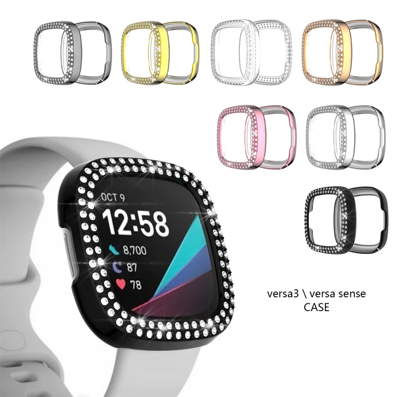 Алмазный бампер защитный чехол для Fitbit Versa 3/ Versa3 чехлы умных часов fitbit Sense