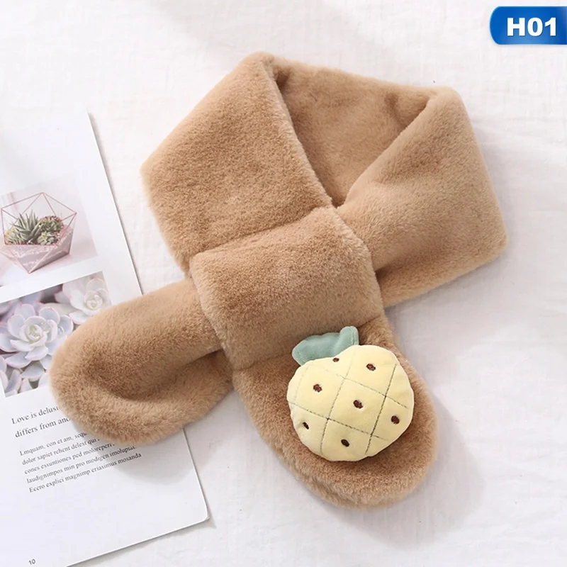 Детские теплые шарфы с фруктами, новинка, имитация кроличьей шерсти, корейский стиль, Осень-зима, высокое качество, супер мягкий шарф для девочек