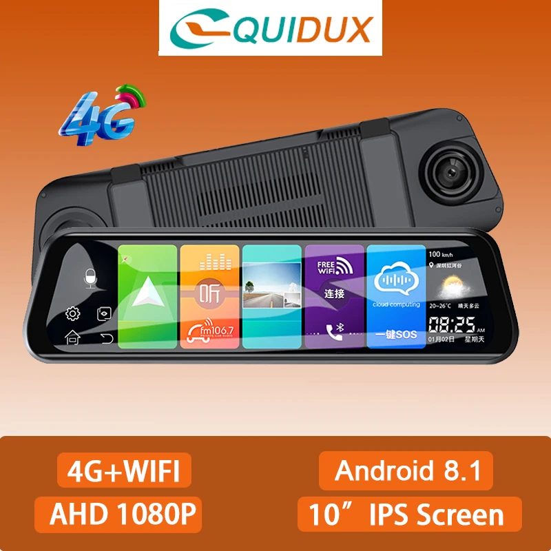 

Aash cam 10 inch Android 8.1 Car DVR Camera GPS Navigator Smart Streaming Media Mirror ADAS 4G Wifi Double 1080P Mirror