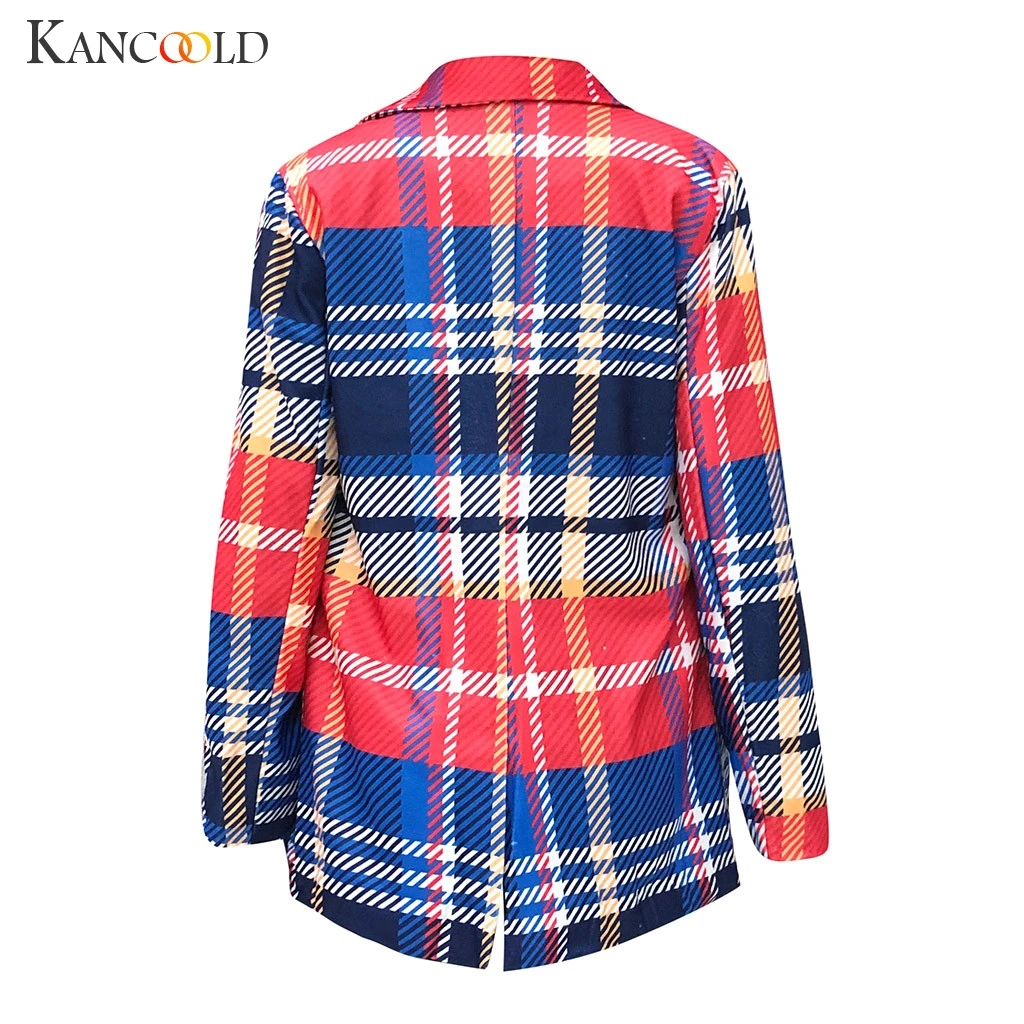 Женская клетчатая офисная куртка KANCOOLD винтажная осенняя с длинным рукавом