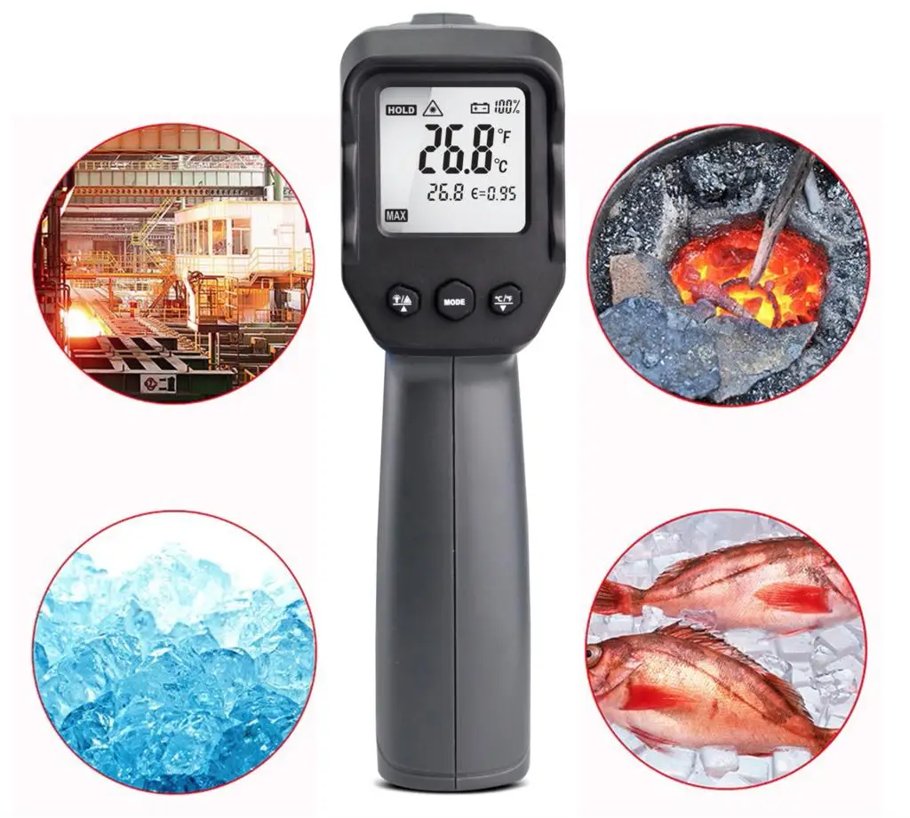 Digital Infrared Thermometer -50~380/550/750/1100/1300/1600 degree Single/Double laser Non-Contact Thermometer Gun thermometer