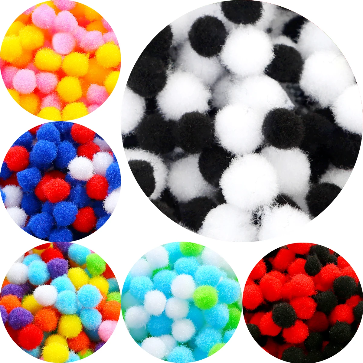 10mm 300Pcs Mix Color Soft Round Shaped Pompom Balls Fluffy Pom Pom Fur Balls For Kids DIY Garment Handcraft Glue on Cloth Decor