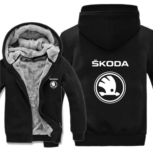 Мужская толстовка с логотипом Skoda Повседневная теплая флисовая куртка на молнии S
