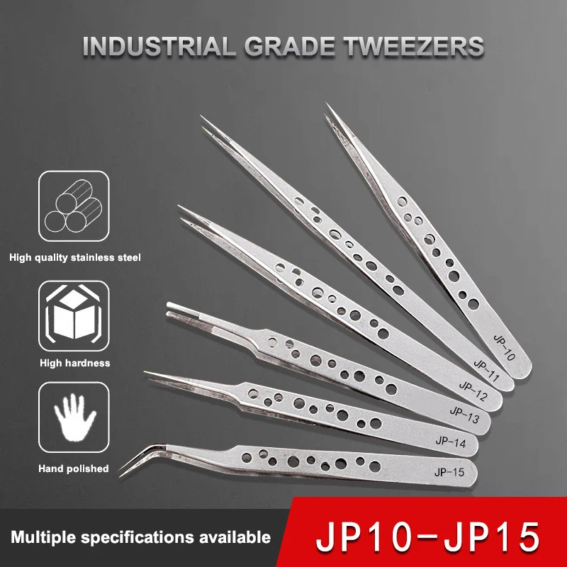 Stainless Steel Precision Pointed-Toe Elbow Tweezers with Hole Anti-slip Mobile Phone Repair DIY Tool Graft Eyelashes Clip afbeelding
