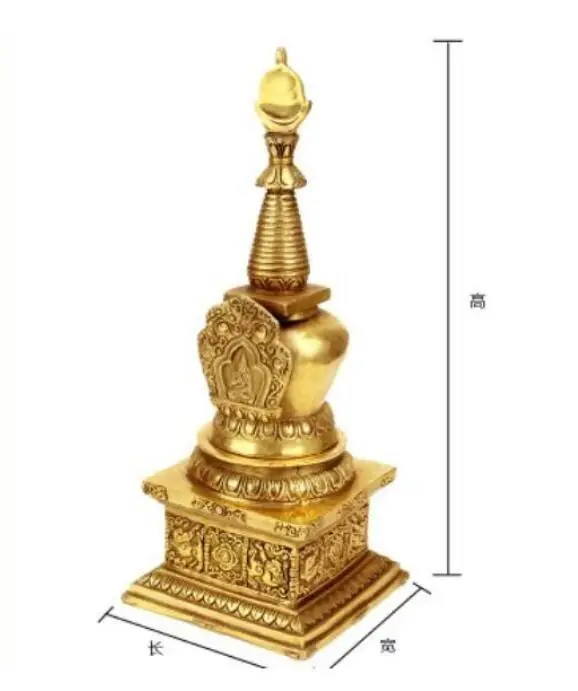 Статуя медная 28 см латунь stupa Relic пагода Ремесло Украшение