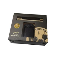Customized Gold Foil Logo Brown Kraft Honey Jar Packaging Box With PVC Clear Window 1