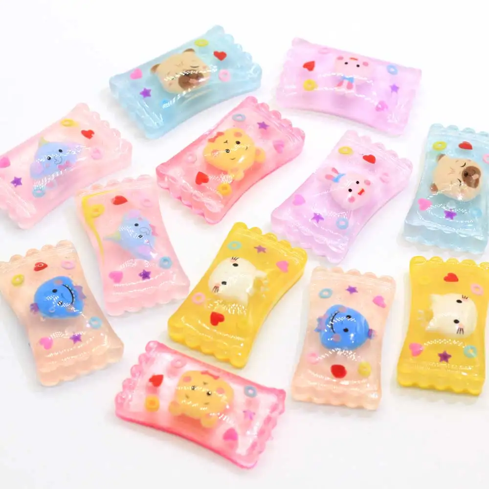 10/50pcsPack животных Форма привлекательного леденцового милые кабошоны прорезиненный плоский завернутый сладости ремесло ювелирных изделий Аксессуар "сделай сам"