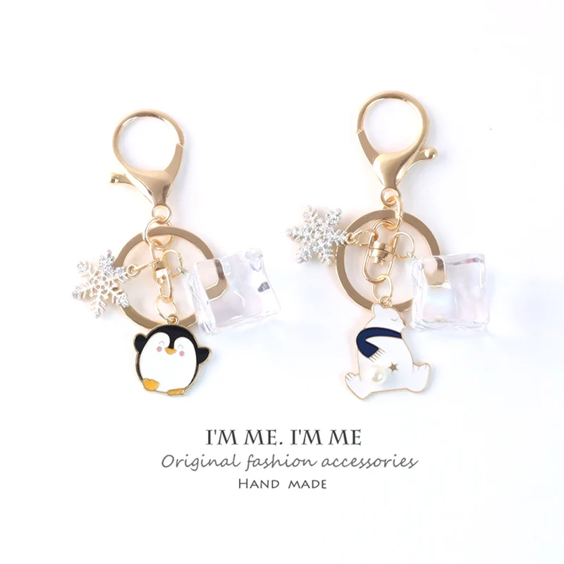 Японский простой полярный медведь милый брелок для ключей из сплава рюкзак с