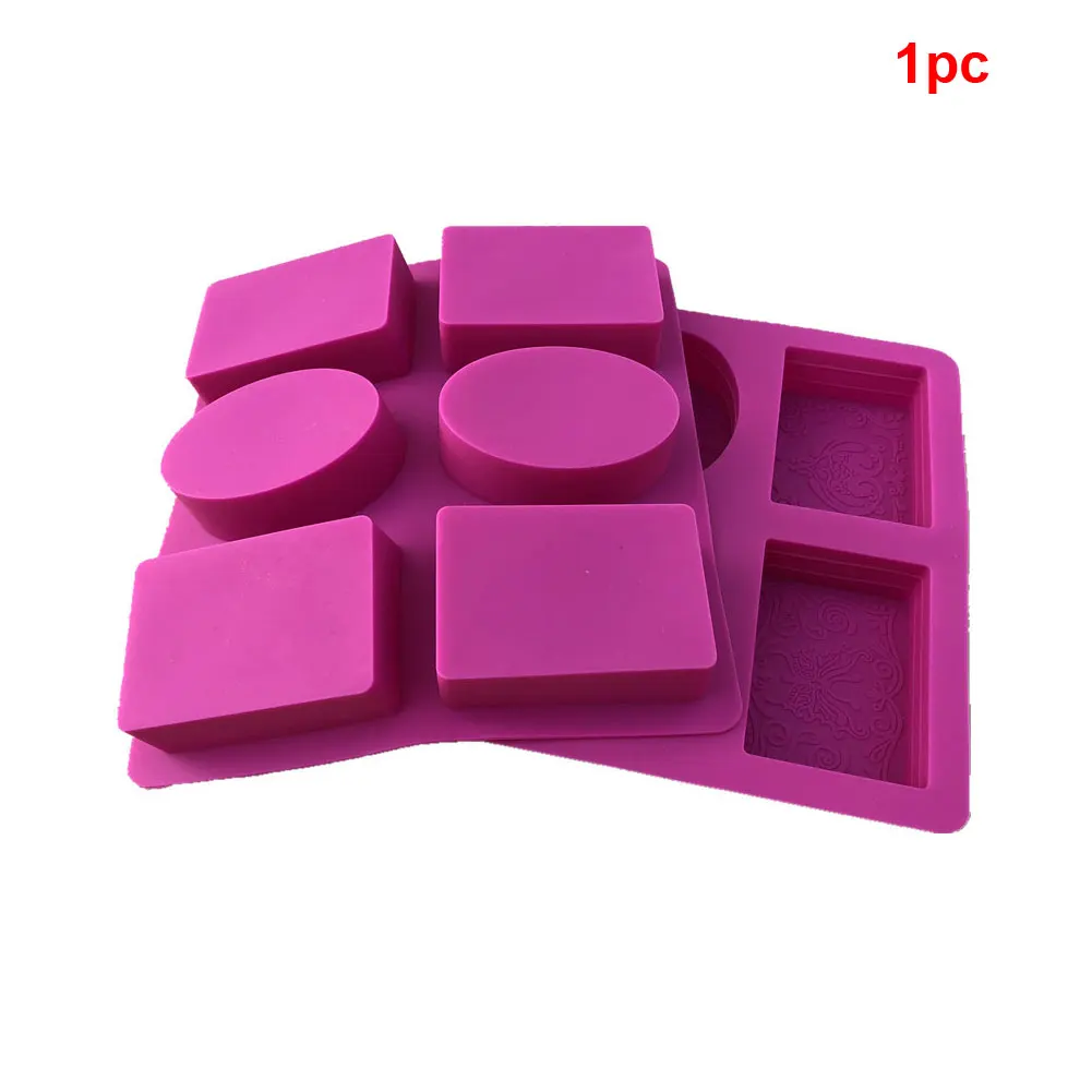 6 Cavity Craft Making Tools Silicone Home Bathroom Manual Soap Mold DIY Easy Clean Toys Rectangle Oval Kids Practical Soft