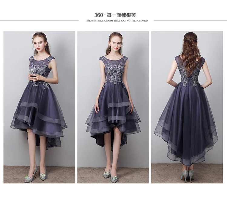 Robe de soiree/фиолетовое короткое переднее длинное платье для выпускного вечера на спине элегантное кружевное вечернее платье принцессы vestido de festa