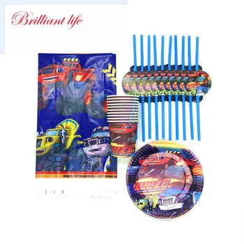 

31/61pcs Blaze And The Monster Machines Theme Straws Plates Cups Tablecloth Baby Shower Kids Birthday Party Decoration Supplies
