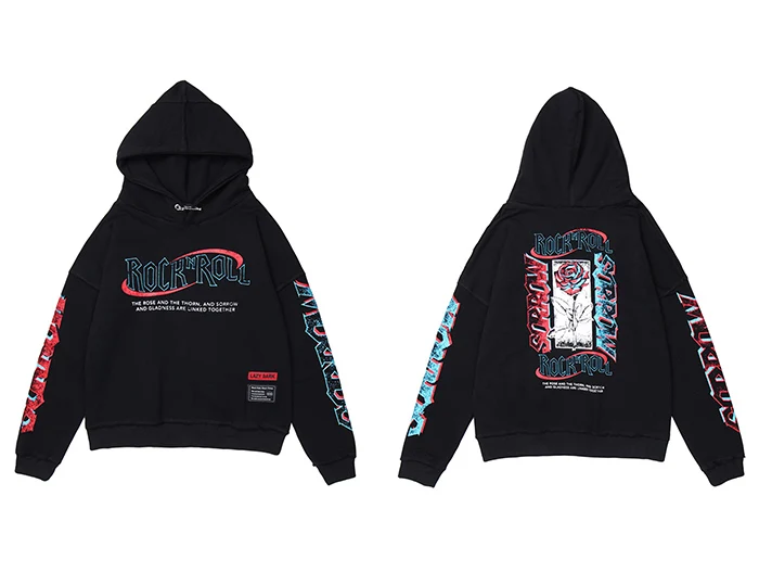 Aelfric Eden Rock Rose флисовые мужские толстовки с капюшоном Harajuku повседневные хлопковые пуловеры модные уличные толстовки - Цвет: Черный
