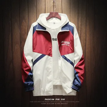 

2020 Mens Jackets Hip-Hop Outwear Spring Fashion Hit Color Patchwork Casual Streetwear Male Thin Jacket Coat Fs27