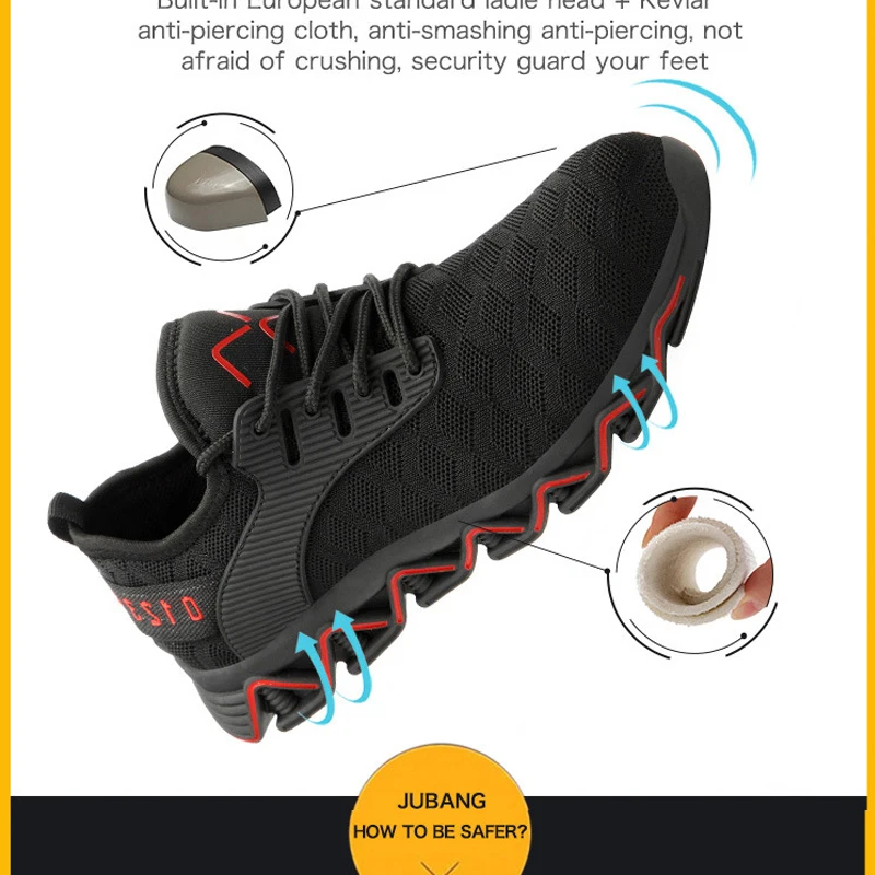 Рабочие ботинки размера плюс 36-47 мужская безопасная обувь унисекс рабочая обувь из сетчатого материала мужские ботинки высококачественные защитные ботинки со стальным носком мужские