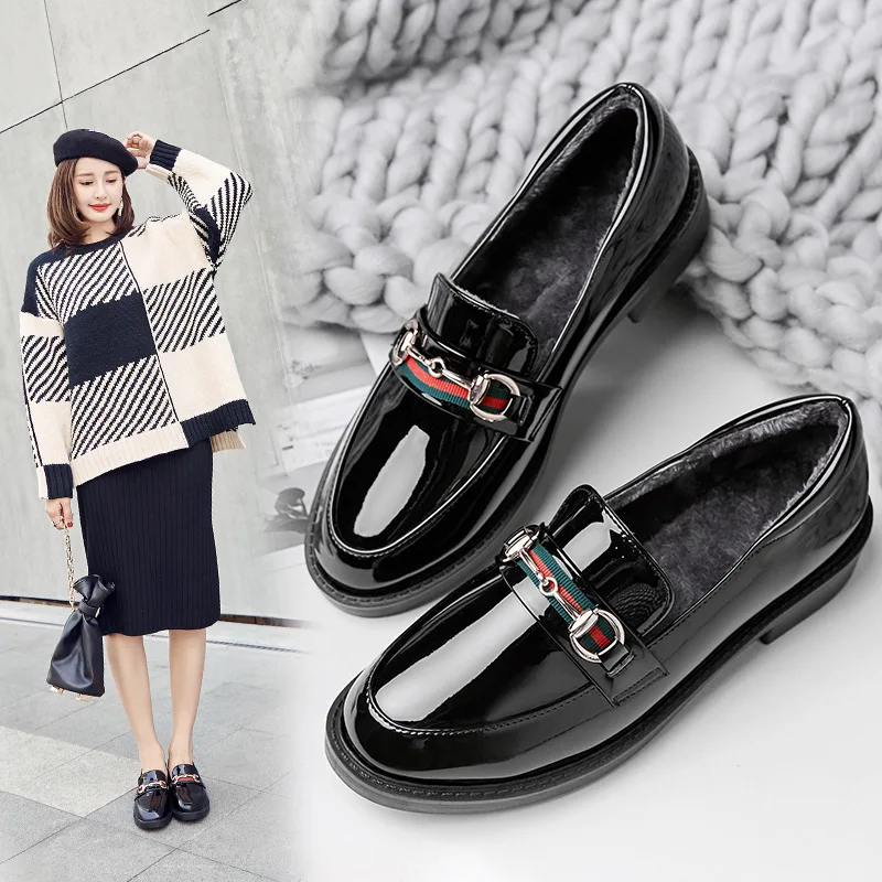 

2020 Spring WOMEN'S Shoes Europe And America New Style Versatile Rubber Small Adult Low-Cut Loafers 3 Tianfeng Chunky-Heel Loafe