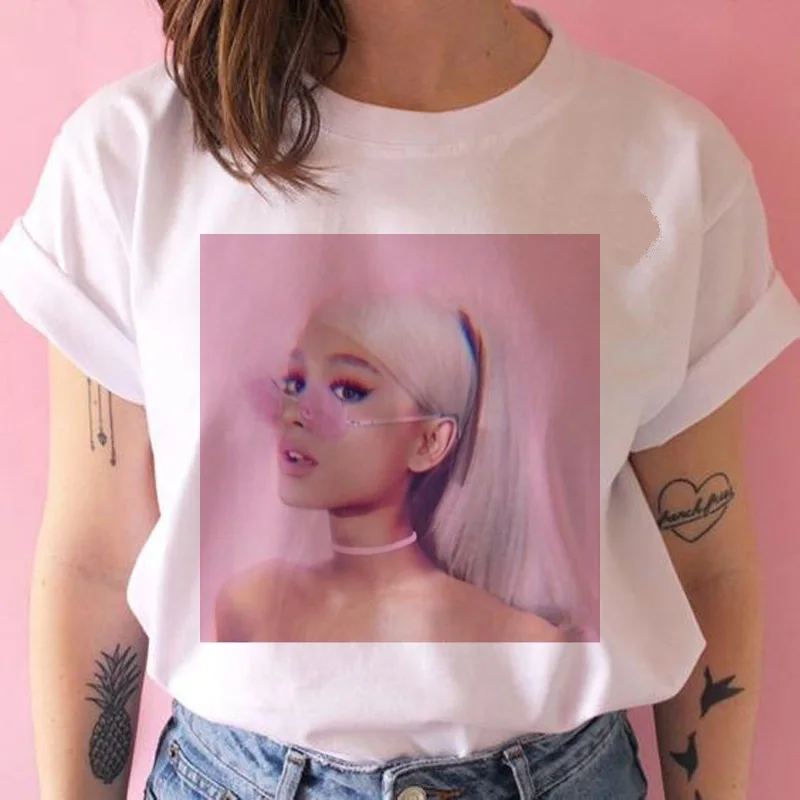 ariana grande T Shirt Women Hip Hop Tops ulzzang Casual tshirt harajuku kawaii 90s t-shirt female O-Neck T-Shirt Women