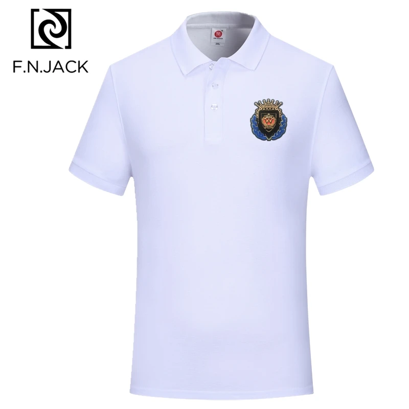F.N.JACK, трендовая Мужская классическая рубашка поло, хлопковые топы с коротким рукавом для мужчин, повседневные одноцветные летние поло
