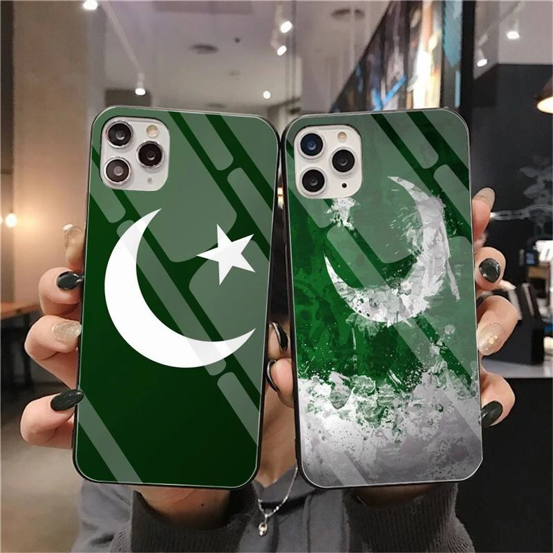 iphone case with card holder Pakistan Flag Banner Moon Star Phone Case Tempered Glass For iPhone 12 pro max mini 11 Pro XR XS MAX 8 X 7 6S Plus SE 2020 case pela cases